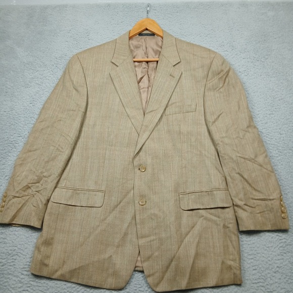 Lauren Ralph Lauren Men's 46R Tan Blazer Silk Wool Blend Two Button Sport Coat
